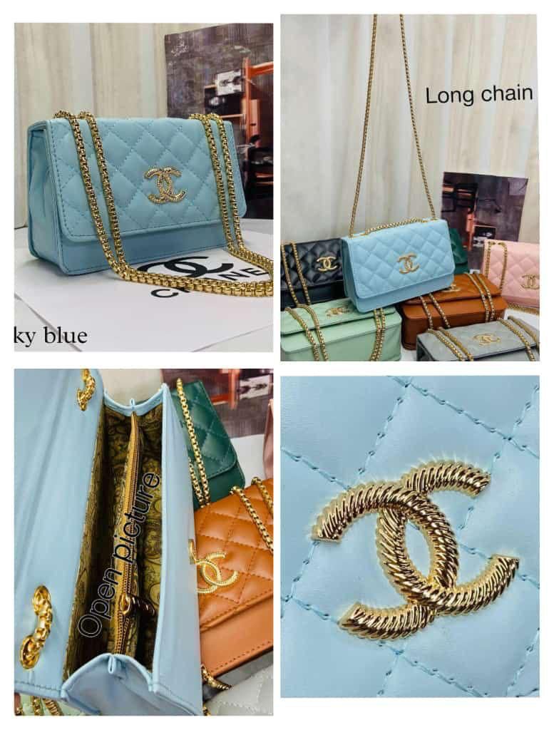 Ethereal Elegance: Chain-Handle Sling Bag with Front Embroidery